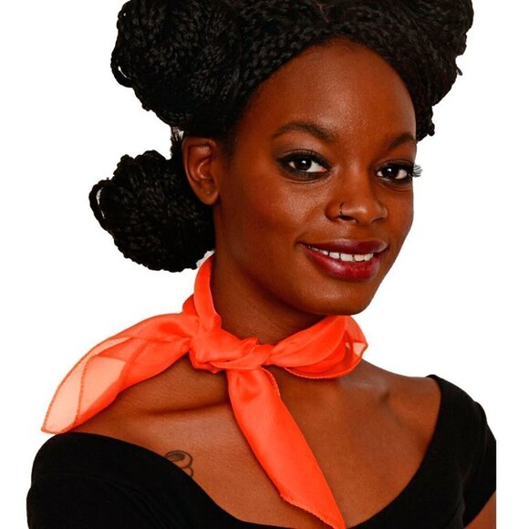 Coral Sheer Chiffon Scarf 50s Style for Head Neck Costume 21" Square - Hey Viv - Picture 3 of 7